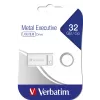 Verbatim Metal Executive - USB-asema 32 GB - hopea, 32 GB, USB Type-A, 2.0, kanneton, 3,6 g, hopea