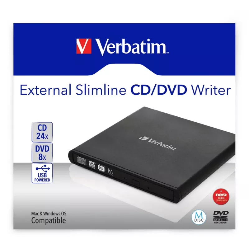 Verbatim Slimline CD/DVD optinen asema DVD-RW musta