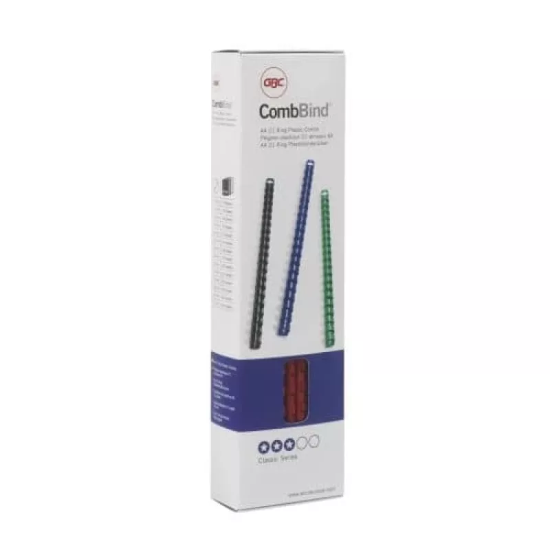 GBC CombBind -sidontakammet 10 mm A4 21R, musta, 65 arkkia, polyvinyylikloridi (PVC), A4, 1 cm, 330 g