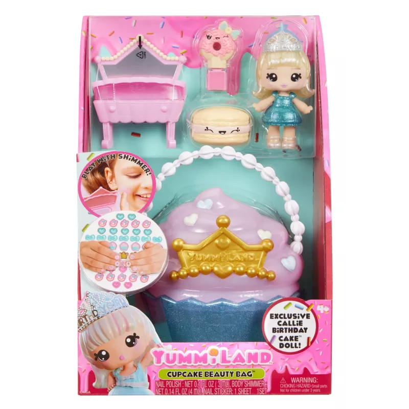 MGA Entertainment Yummiland Beauty Bag -leikkisetti + Lip Gloss -nukke - Cupcake Beauty Bag