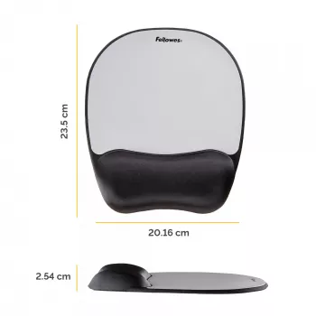 Fellowes hiirimatto rannetuki - muistivaahto hiirimatto pehmeällä vaahtomuovityynyllä - ergonominen hiirimatto tietokoneelle, kannettavalle, etätyöhön - yhteensopiva laser- ja optisten hiirien kanssa - hopea