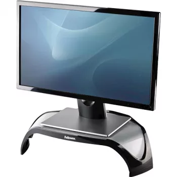 Fellowes tietokoneen monitoriteline 3 korkeusasennolla - Smart Suites monitorikoroke - ergonomisesti säädettävä monitoriteline tietokoneelle - enint. paino 10 kg/enint. koko 21 inch - musta