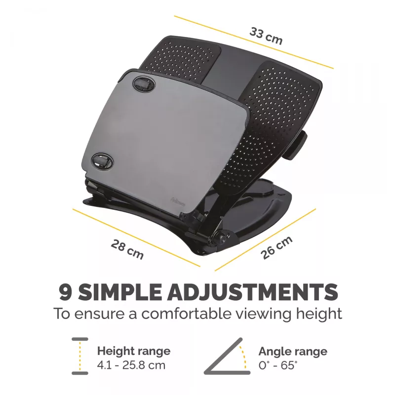 Fellowes Professional Series kannettavan työasema, musta, metalli, 85 - 245 mm, 400 mm, 58 mm, 341 mm