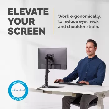 Fellowes Seasa yhden näytön varsi - vapaasti seisova näyttöteline 8 kg 32 tuuman näytöille - ergonomisesti säädettävä näyttövarsi - kallistus 45° kääntö 120° pyöritys 360°, VESA 75 x 75/100 x 100 - musta