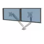 Fellowes Platinum Series Dual Monitor Arm - näyttöteline kahdelle 8 kg 40 tuuman näytölle - säädettävä kaksoisnäytön pöytäteline - kallistus 45° kääntö 180ᵒ pyöritys 360ᵒ, VESA 75 x 75/100 x 100 - hopea