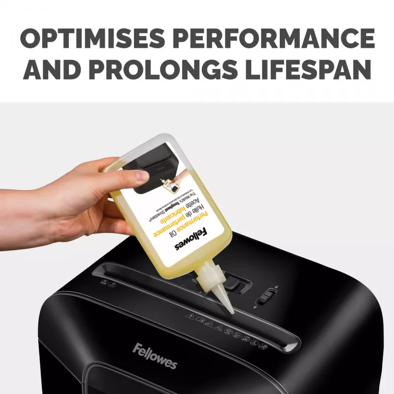 Fellowes Powershred pullon voiteluaine (355 ml), voiteluöljy, 0,355 l, keltainen, 90 mm, 35 mm, 20 mm