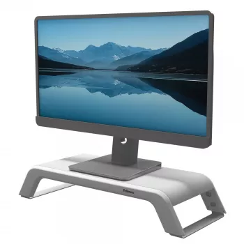 Fellowes tietokonenäytön jalusta 3 korkeusasennolla - Hana LT näytön korotus - ergonominen säädettävä näyttöteline tietokoneelle - enimmäispaino 22,6 kg - valkoinen
