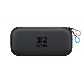 Nintendo Switch 2 kantolaukku ja näytönsuoja, kovakuorinen kotelo, Nintendo, musta, Nintendo Switch 2, vetoketju, 142 mm