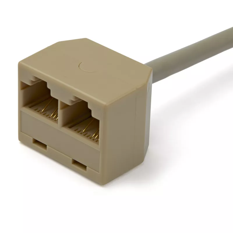 StarTech.com 2–1 RJ45 jakokaapeliadapteri – naaras/uros, 10/100Base-T(X), Cat5e, harmaa, polyvinyylikloridi (PVC), 0,33 m, uros/naaras