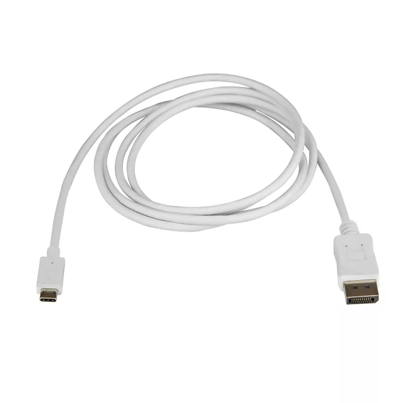 StarTech.com 1,8 m USB-C - DisplayPort 1.2 -kaapeli 4K 60 Hz – USB-C - DisplayPort-sovitinkaapeli HBR2 – DP Alt Mode - DP-näyttö-videokaapeli – yhteensopiva Thunderbolt 3:n kanssa – valkoinen