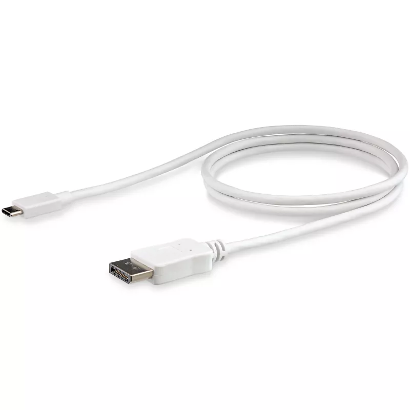 StarTech.com 1 m USB-C - DisplayPort 1.2 -kaapeli 4K 60 Hz – USB-C - DisplayPort-sovitinkaapeli HBR2 – USB Type-C DP Alt Mode - DP-näyttö-videokaapeli – toimii Thunderbolt 3:n kanssa – valkoinen