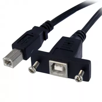 StarTech.com 1 ft paneeliasennettava USB-kaapeli B - B – naaras/uros, 0,3 m, USB B, USB B, USB 2.0, 0,48 Gbit/s, musta