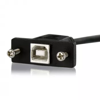 StarTech.com 1 ft paneeliasennettava USB-kaapeli B - B – naaras/uros, 0,3 m, USB B, USB B, USB 2.0, 0,48 Gbit/s, musta