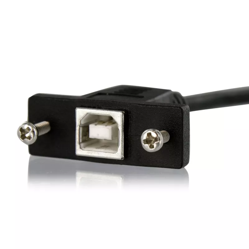 StarTech.com 1 ft paneeliasennettava USB-kaapeli B - B – naaras/uros, 0,3 m, USB B, USB B, USB 2.0, 0,48 Gbit/s, musta