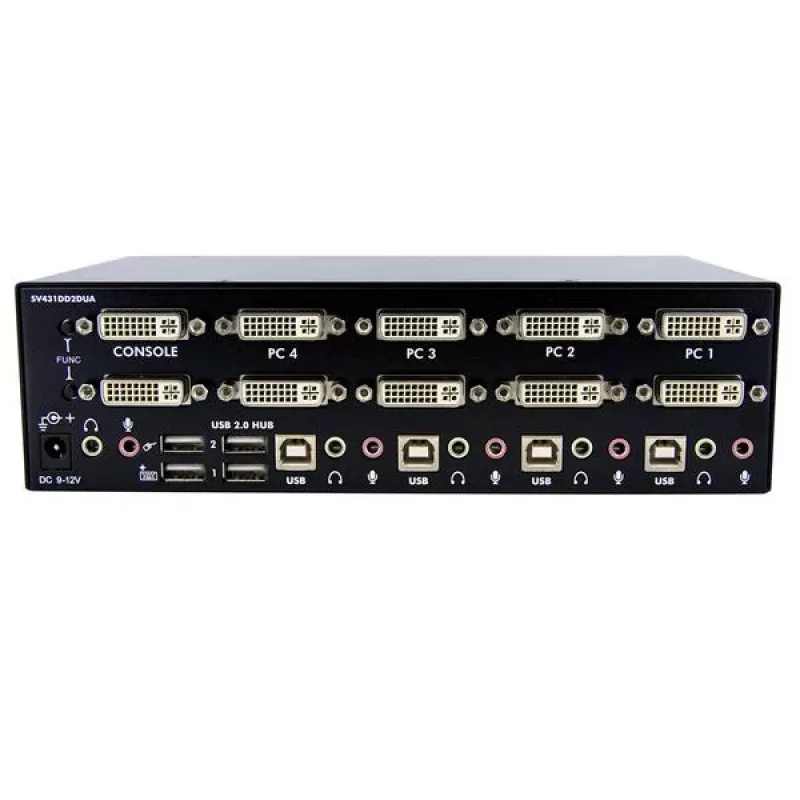 StarTech.com 4-porttinen Dual-DVI-USB-KVM-kytkin äänellä ja USB 2.0 -keskittimellä