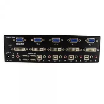 StarTech.com 4-porttinen DVI VGA Dual-Monitor KVM -kytkin USB:llä, äänellä ja USB 2.0 -keskittimellä