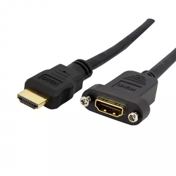 StarTech.com 0,9 m HDMI-naaras - HDMI-uros -sovitin, 4K High-Speed-paneeliasennettava HDMI-kaapeli, 4K 30 Hz UHD HDMI, 10,2 Gbit/s kaistanleveys, HDMI-naaras - HDMI-uros, HDMI-paneeliasennettava liitäntäkaapeli