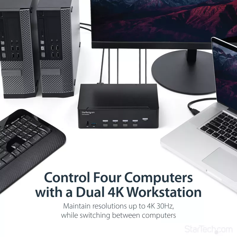 StarTech.com 4 portin HDMI KVM-kytkin – 4K 30Hz – kahden näytön tuki