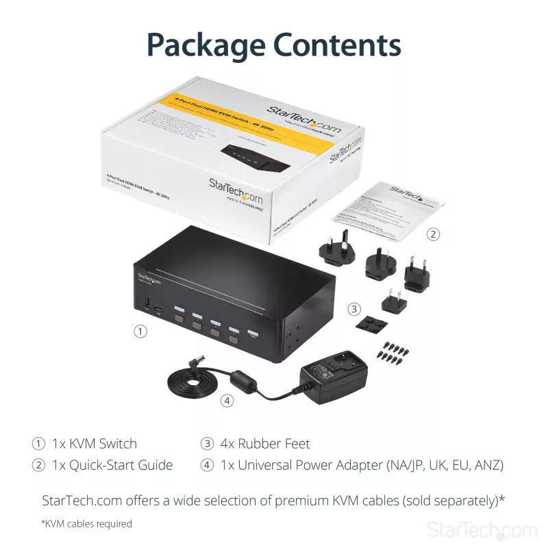 StarTech.com 4 portin HDMI KVM-kytkin – 4K 30Hz – kahden näytön tuki