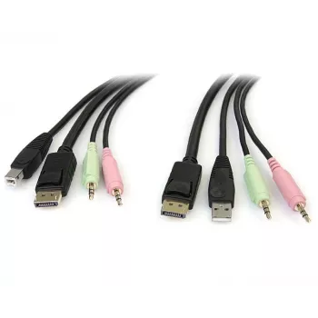 StarTech.com 6ft 4-in-1 USB DisplayPort KVM-kytkin kaapeli äänellä ja mikrofonilla