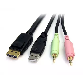 StarTech.com 6ft 4-in-1 USB DisplayPort KVM-kytkin kaapeli äänellä ja mikrofonilla