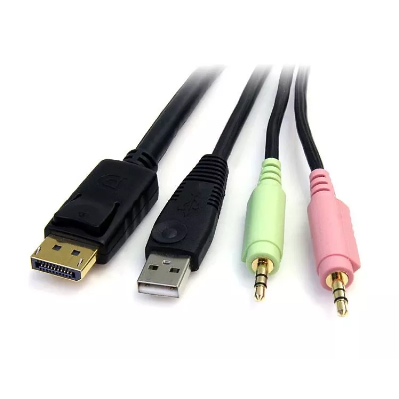 StarTech.com 6ft 4-in-1 USB DisplayPort KVM-kytkin kaapeli äänellä ja mikrofonilla