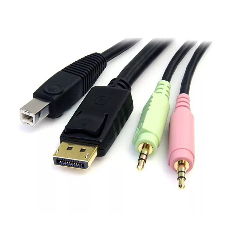 StarTech.com 6ft 4-in-1 USB DisplayPort KVM-kytkin kaapeli äänellä ja mikrofonilla