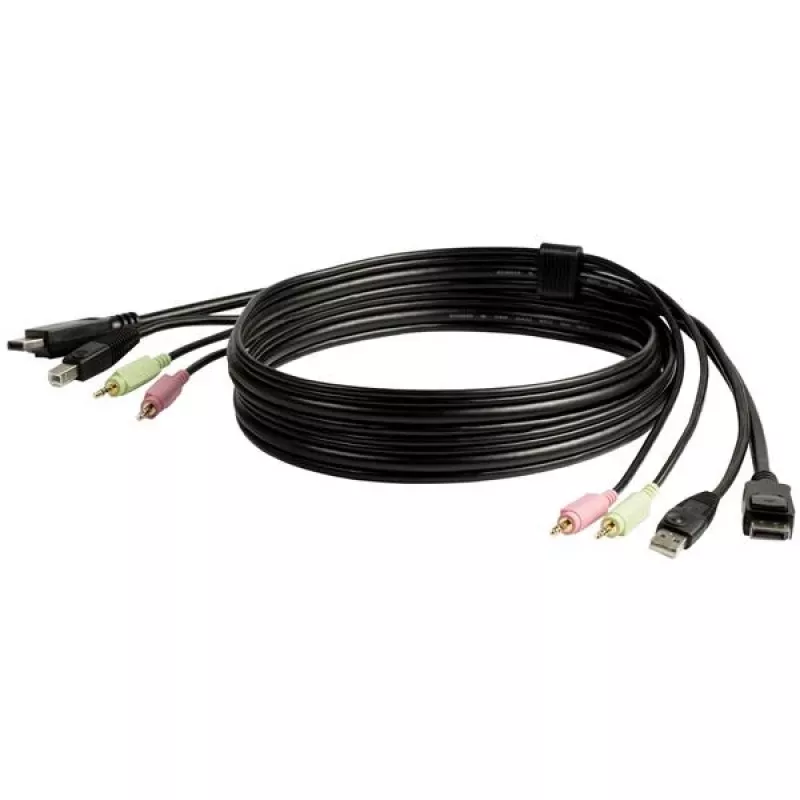 StarTech.com 6ft 4-in-1 USB DisplayPort KVM-kytkin kaapeli äänellä ja mikrofonilla