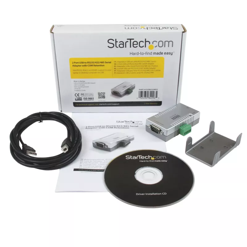 StarTech.com 2 portin USB - RS232 RS422 RS485 -sarja-adapteri COM-retentiolla