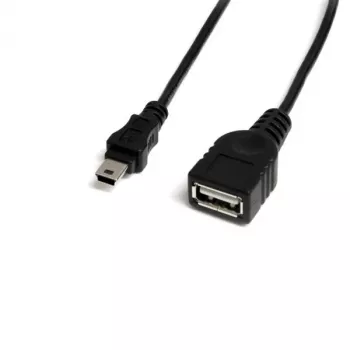 StarTech.com 1 ft Mini USB 2.0 -kaapeli - USB A - Mini B naaras/uros, 0,3 m, USB A, Mini-USB B, uros/naaras, 0,48 Gbit/s, musta