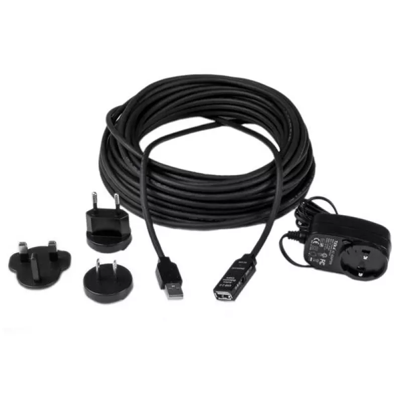 StarTech.com 15m USB 2.0 -aktiivinen jatkokaapeli - M/F, 15 m, USB A, USB A, USB 2.0, uros/naaras, musta