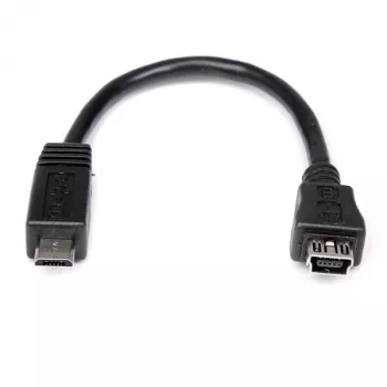 StarTech.com 15 cm Micro-USB - Mini-USB -adapterikaapeli M/W, 0,15 m, Mini-USB B, Micro-USB A, uros/naaras, musta