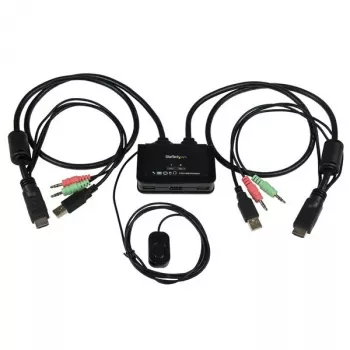 StarTech.com 2-porttinen USB HDMI -kaapeli-KVM-kytkin äänellä ja kaukosäätimellä – USB-virralla toimiva