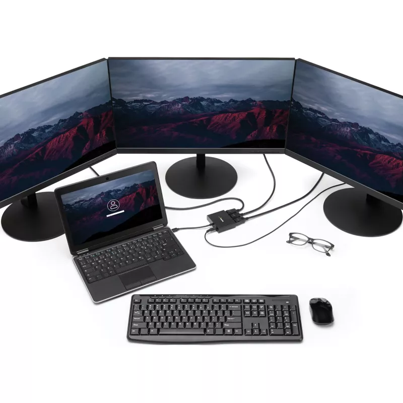 StarTech.com 3-porttinen moninäyttöadapteri – Mini DisplayPort - DisplayPort MST -keskitin, dual 4K 30 Hz & 1x 1080p – videosplitteri laajennettuun työpöytätilaan vain Windowsissa – mDP 1.2 - 3x DP