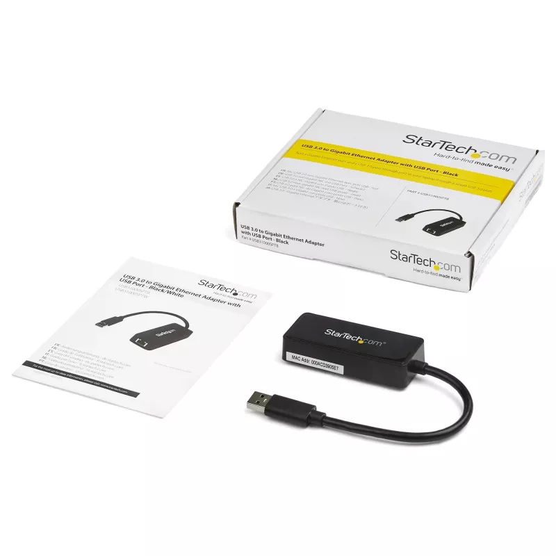 StarTech.com USB 3.0 - Gigabit Ethernet -adapteri NIC USB-portilla – musta