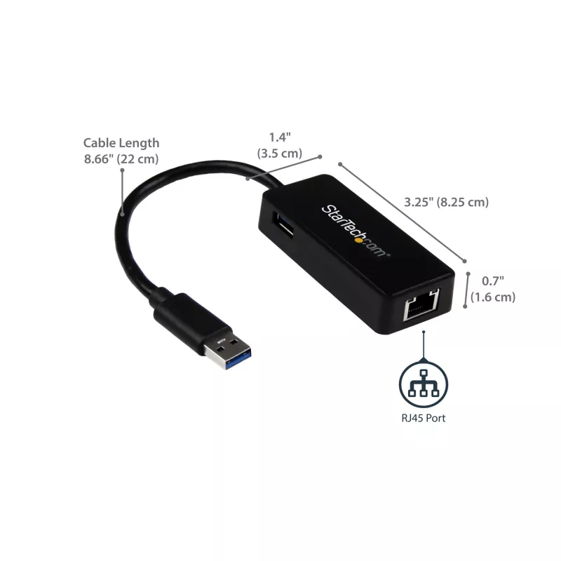 StarTech.com USB 3.0 - Gigabit Ethernet -adapteri NIC USB-portilla – musta