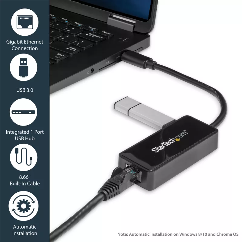 StarTech.com USB 3.0 - Gigabit Ethernet -adapteri NIC USB-portilla – musta