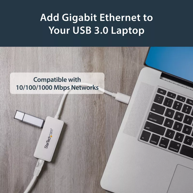 StarTech.com USB 3.0 - Gigabit Ethernet -adapteri NIC USB-portilla – valkoinen