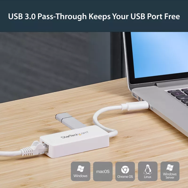StarTech.com USB 3.0 - Gigabit Ethernet -adapteri NIC USB-portilla – valkoinen