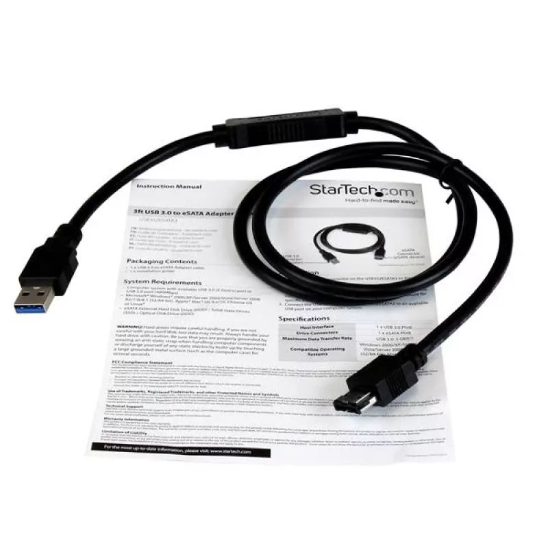 StarTech.com USB 3.0 - eSATA HDD / SSD / ODD -adapterikaapeli – 0,9 m eSATA-kiintolevy - USB 3.0 -adapterikaapeli – SATA 6 Gbit/s