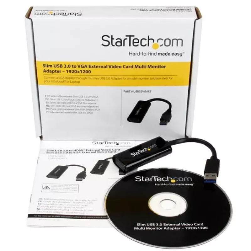 StarTech.com USB 3.0 - VGA -adapteri, USB - VGA -näyttömuunnin Windowsille, ohut (ei tue macOS/ChromeOS/Linux) – TAA