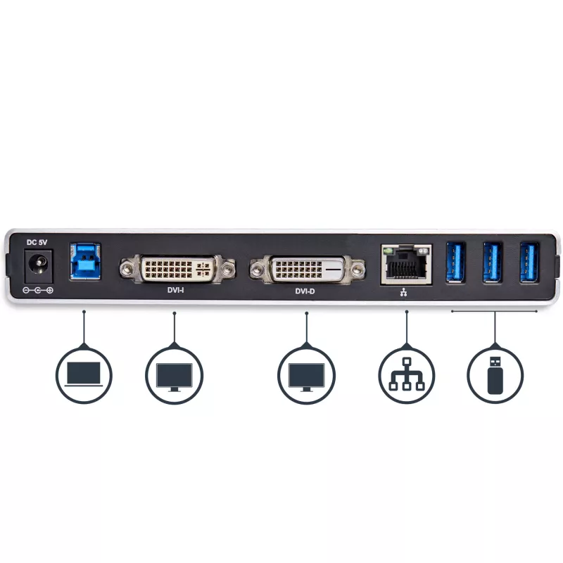 StarTech.com kahden näytön USB 3.0 -telakka DVI:llä ja pystytelineellä