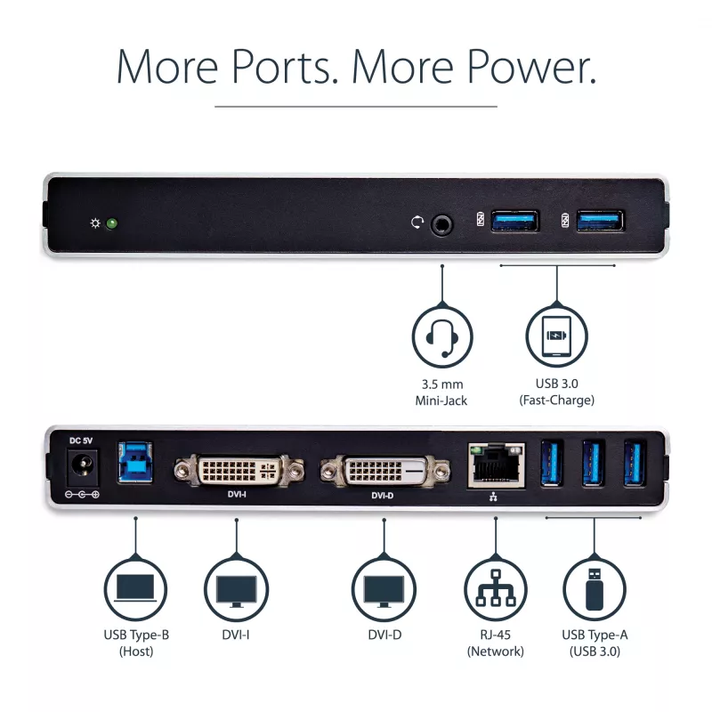 StarTech.com kahden näytön USB 3.0 -telakka DVI:llä ja pystytelineellä