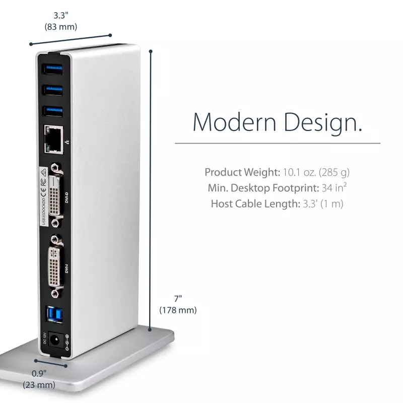 StarTech.com kahden näytön USB 3.0 -telakka DVI:llä ja pystytelineellä