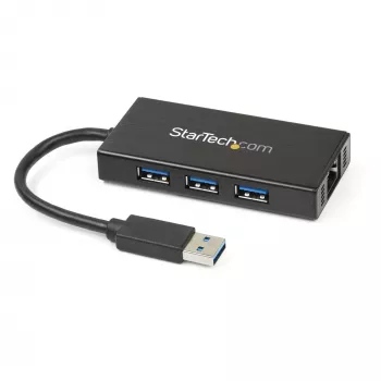 StarTech.com 3-porttinen kannettava USB 3.0 -keskitin Gigabit Ethernetillä - alumiinia integroidulla kaapelilla ~ 3-porttinen kannettava USB 3.0 -keskitin Gigabit Ethernetillä - 5 Gbit/s - alumiinia integroidulla kaapelilla