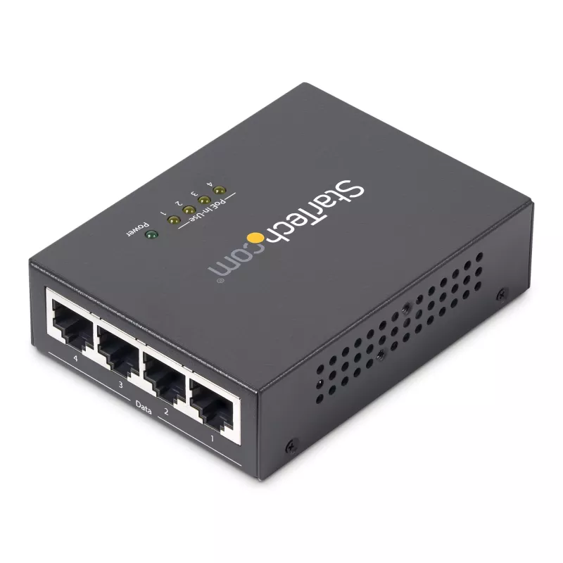 StarTech.com 4-porttinen Gigabit Midspan – PoE+ -injektori – 802.3at/af