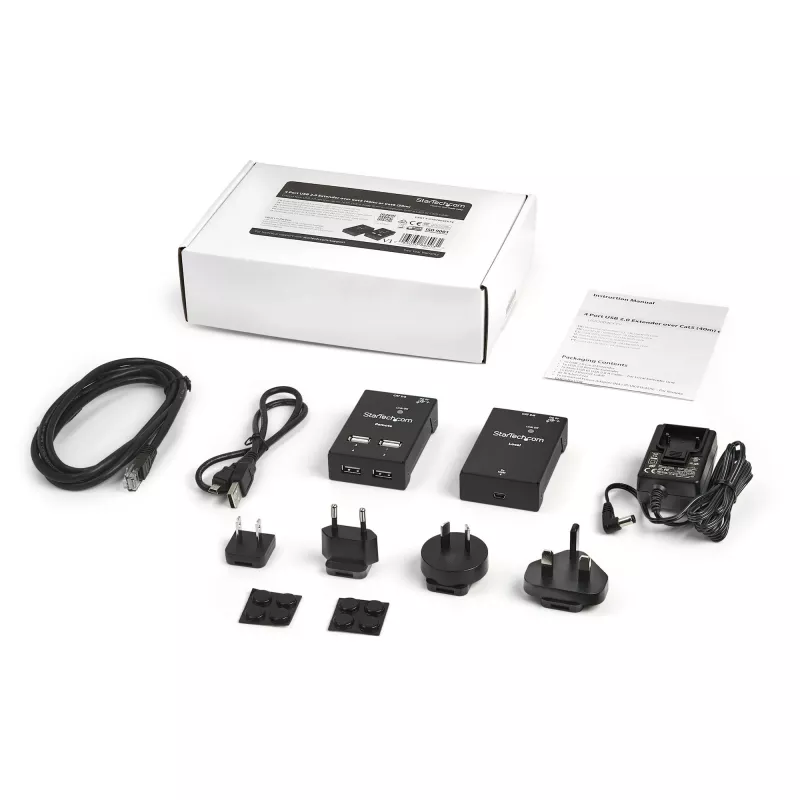 StarTech.com 4-porttinen USB 2.0 -jatko Cat5- tai Cat6-kaapelilla – 130 ft (40 m)
