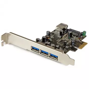 StarTech.com 4-porttinen PCI Express USB 3.0 -kortti, PCIe, USB 3.2 Gen 1 (3.1 Gen 1), Full-Height / Low-Profile, PCI 2.0, musta, ruostumaton teräs, 3 m