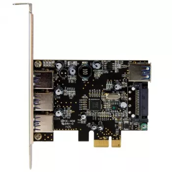 StarTech.com 4-porttinen PCI Express USB 3.0 -kortti, PCIe, USB 3.2 Gen 1 (3.1 Gen 1), Full-Height / Low-Profile, PCI 2.0, musta, ruostumaton teräs, 3 m