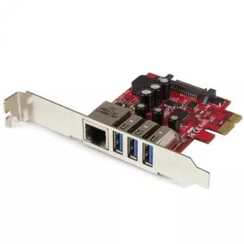 StarTech.com 3-porttinen PCI Express USB 3.0 -kortti + Gigabit Ethernet